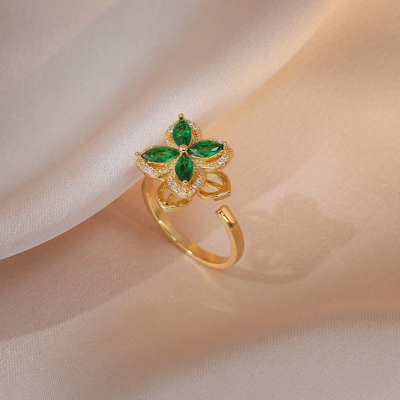 Anello cuore fiore zirconi