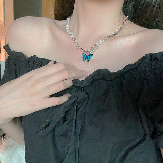 Collana farfalla con perle premium