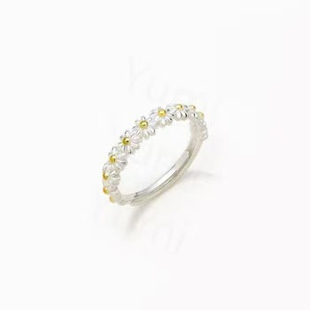 Anello fiore bianco in resina