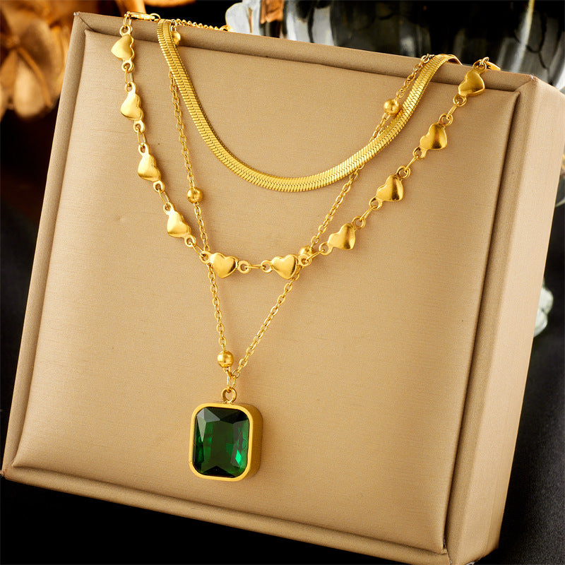 Collana doppio pendente quadrato