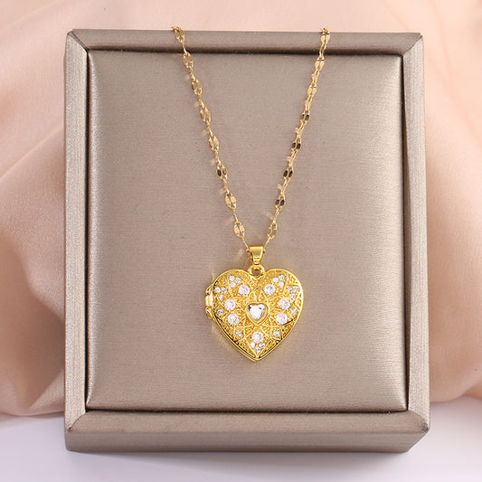 Collana cuore apribile con zircone