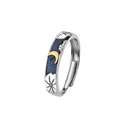 Anello coppia luna e loto