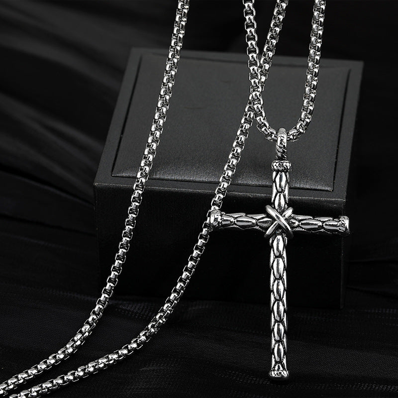 Collana titanio croce portafortuna