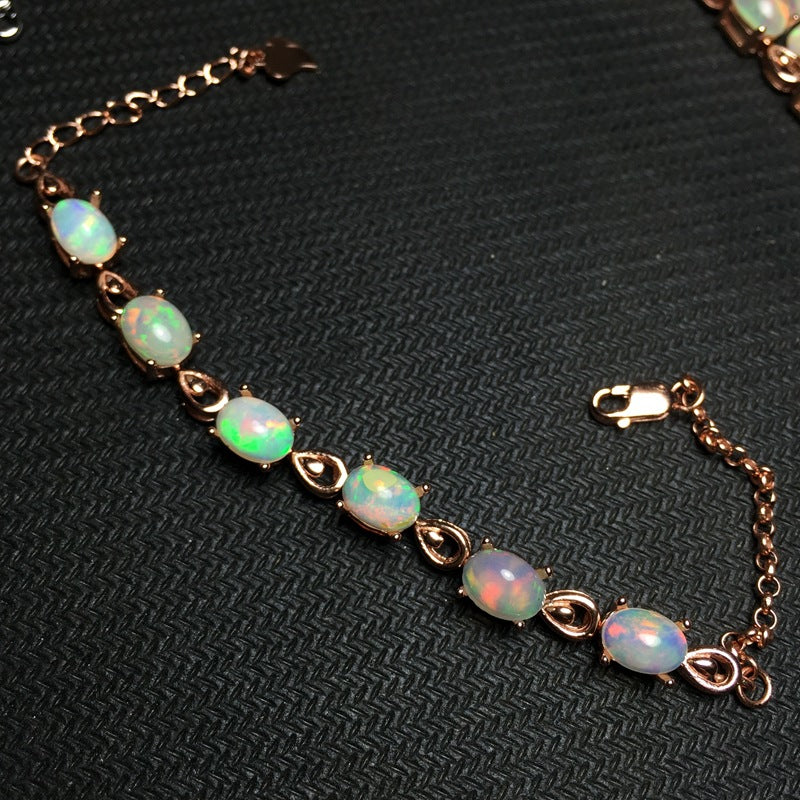 Bracciale argento e opale naturale
