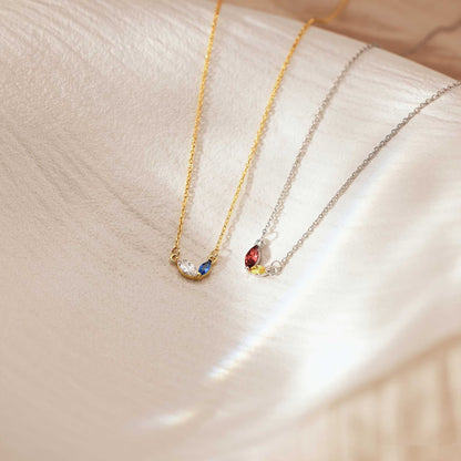 Collana cuore zircone acciaio titanio con pietra natale