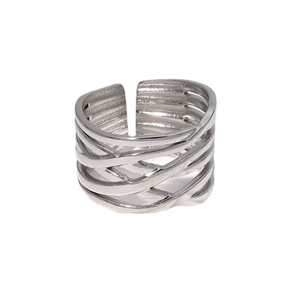 Anello geometrico titanio lineare