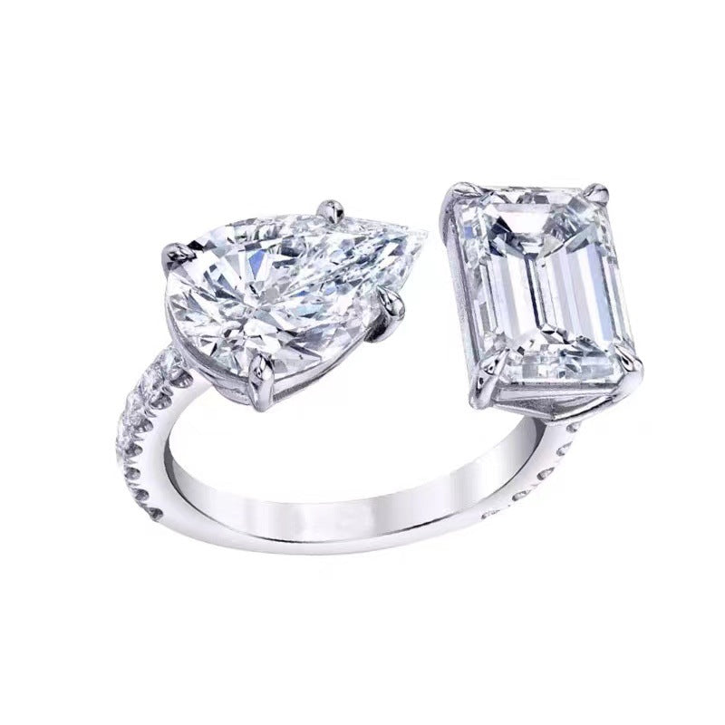 Anello quadrato regolabile da donna con zircone