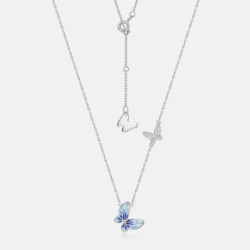 Collana farfalla smaltata gocciante