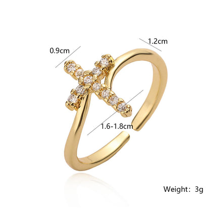 Anello croce geometrica rame oro