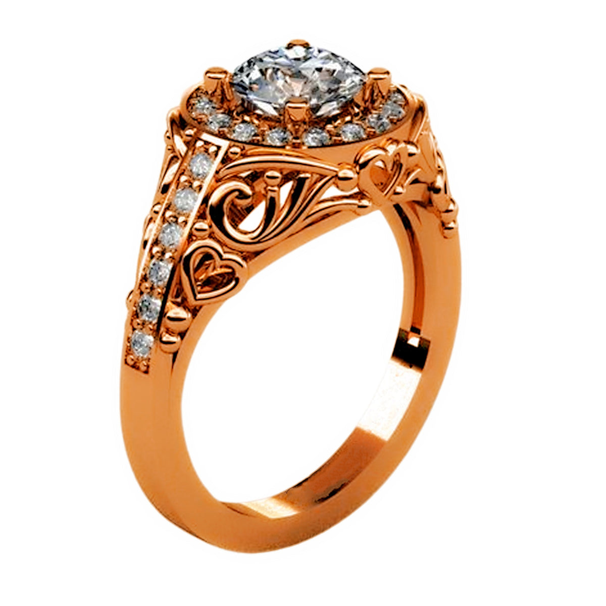 Anello zirconi placcato oro con cuore