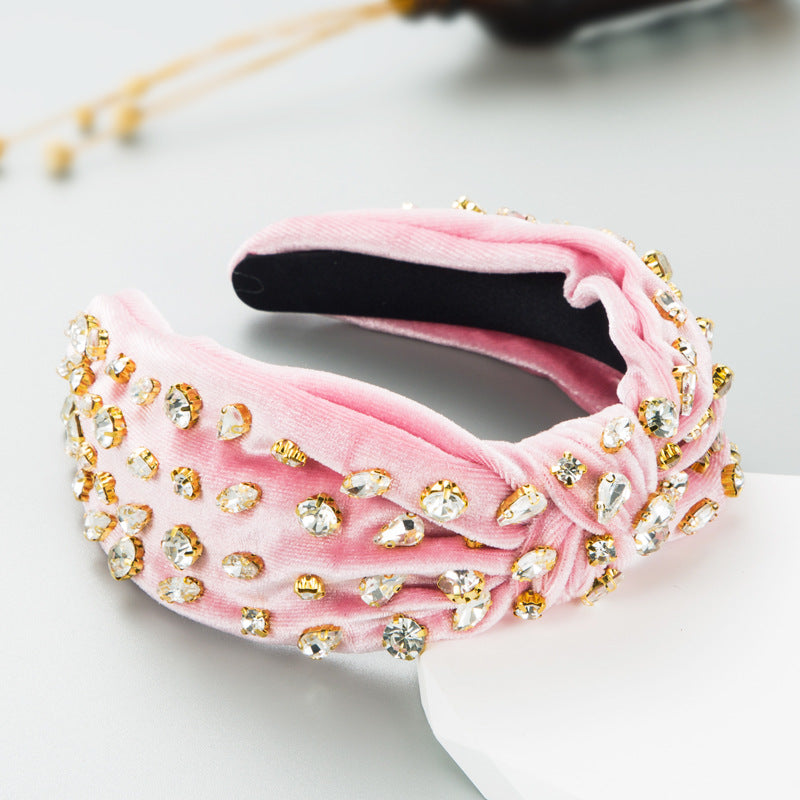 Fascia capelli velluto oro e strass