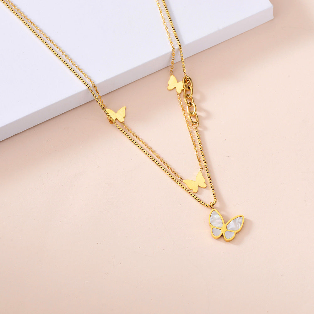 Collana farfalla cuore satinata