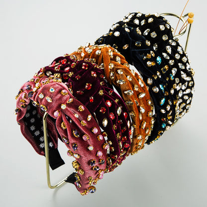 Fascia capelli velluto oro e strass