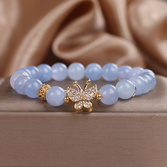 Bracciale cristallo acquamarina farfalla