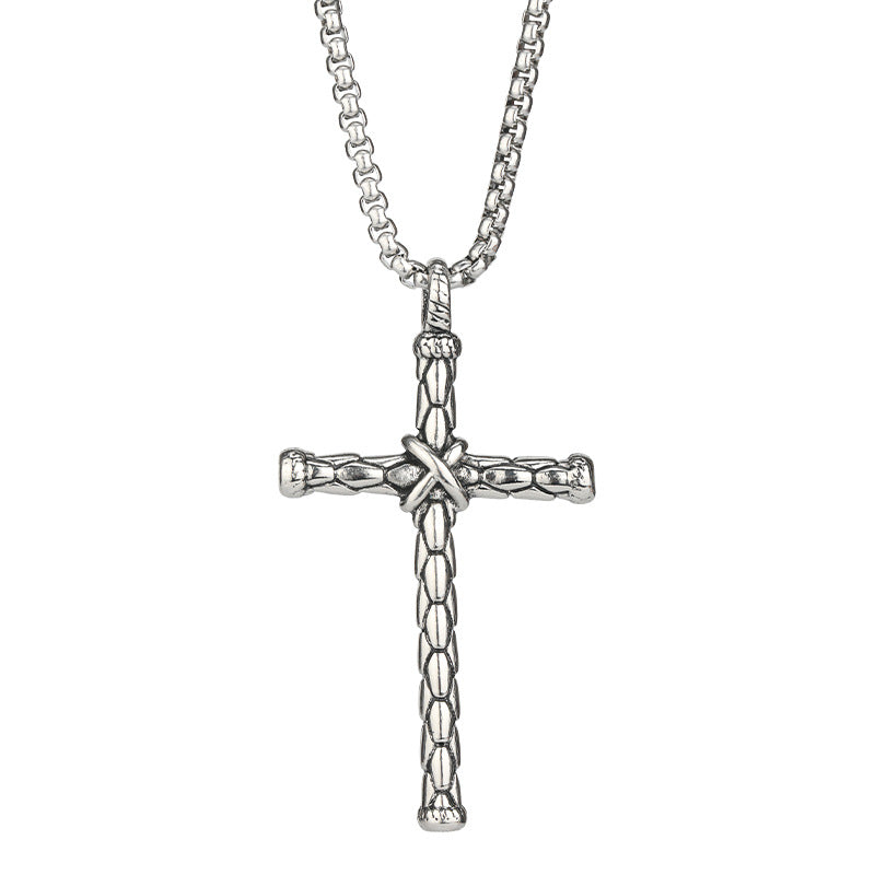Collana titanio croce portafortuna