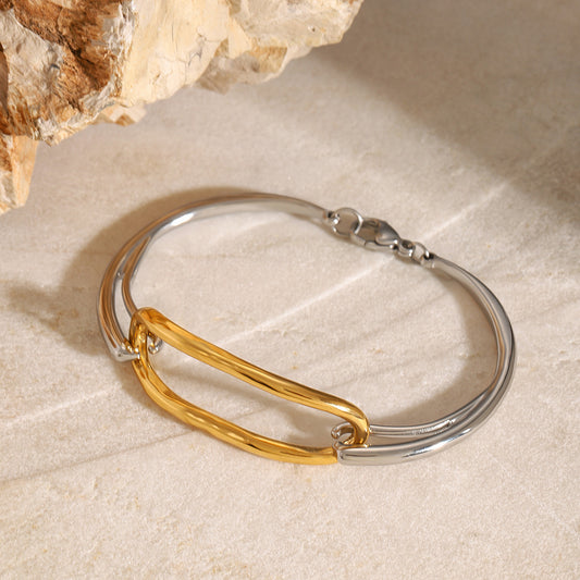 Bracciale geometrico in acciaio abbinabile