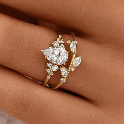 Anello rami e foglie zircone