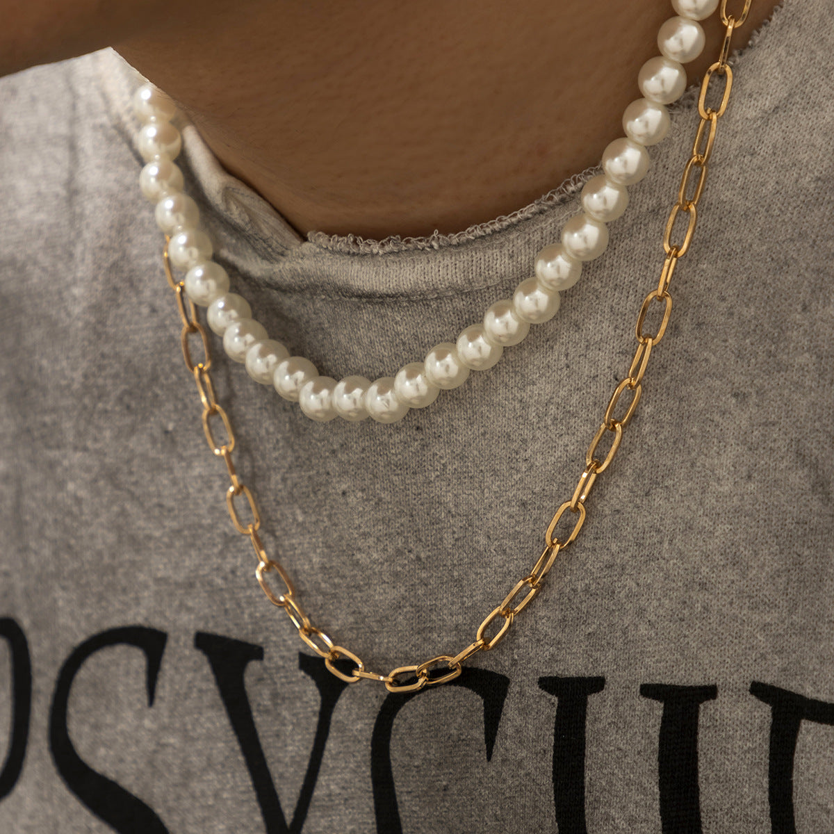 Collana doppio strato perle da uomo