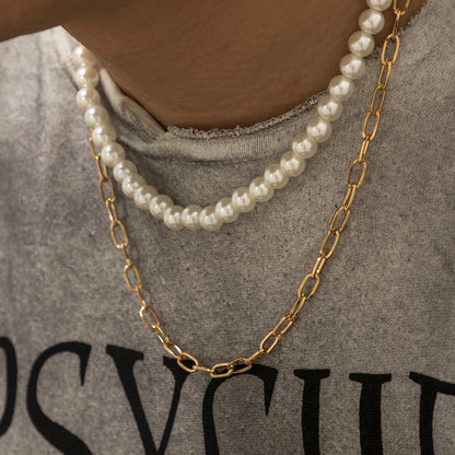 Collana doppio strato perle da uomo