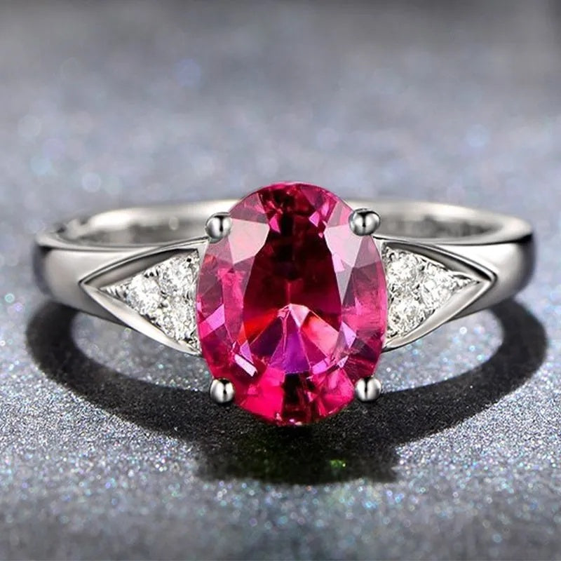 Anello Zirconi Rossi e Blu
