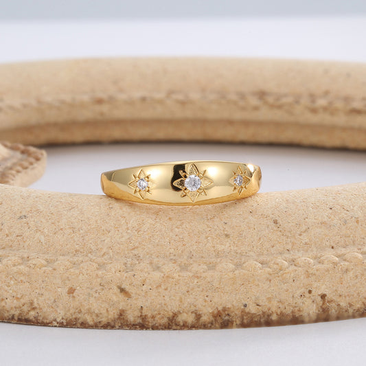 Anello stella a sei punte con zirconi