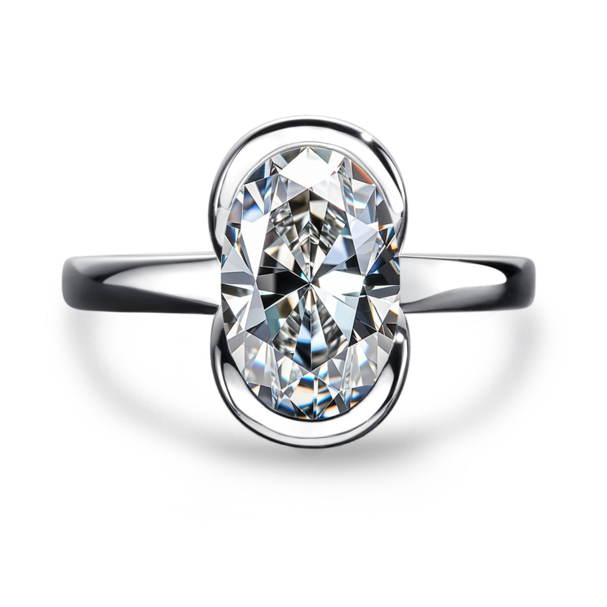 Anello argento moissanite ovale da donna