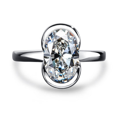 Anello argento moissanite ovale da donna