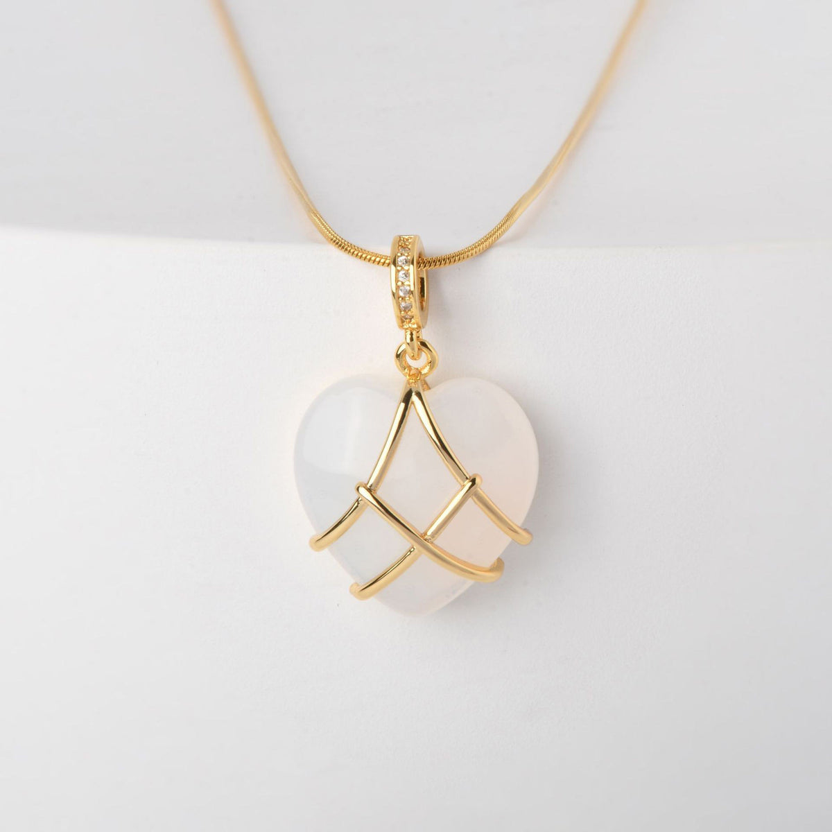 Collana cuore zircone acciaio titanio