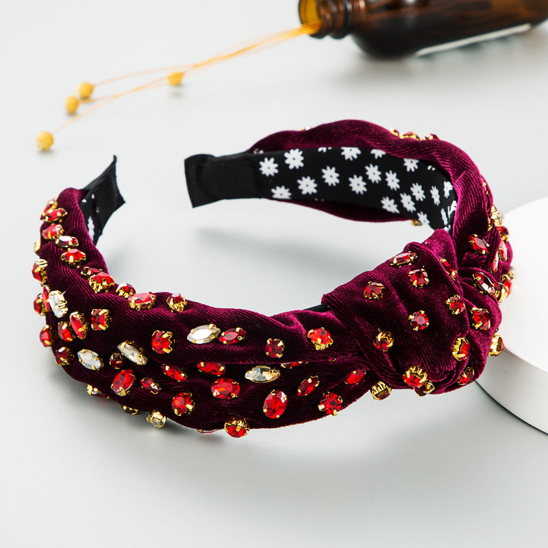 Fascia capelli velluto oro e strass