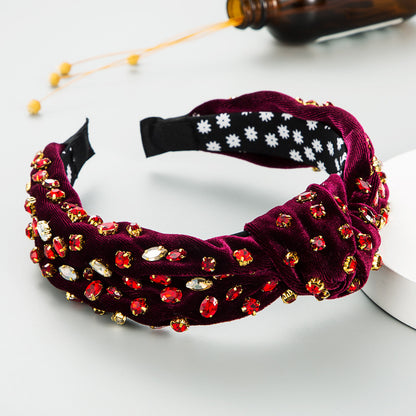 Fascia capelli velluto oro e strass
