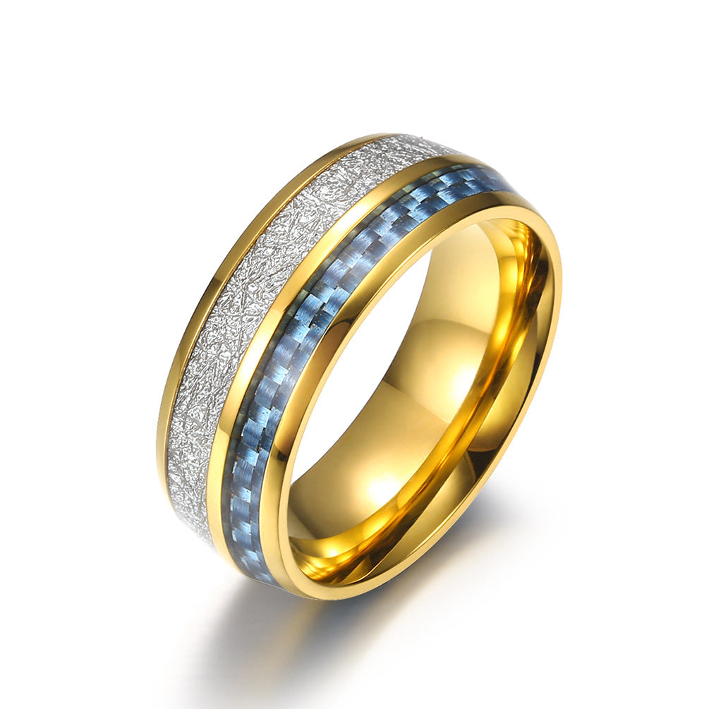 Anello acciaio carbonio e legno