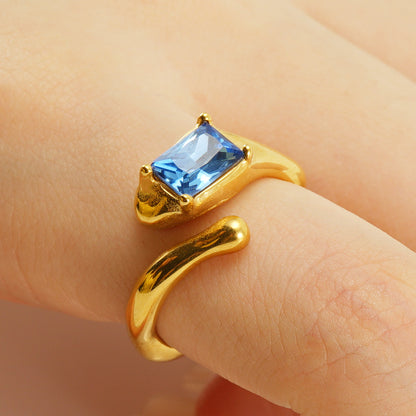 Anello pietra di luna geometrico irregolare