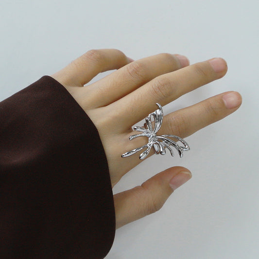 Anello farfalla metallo lava