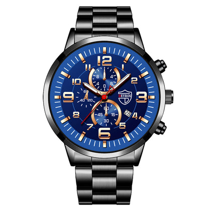 Orologio uomo acciaio calendario oro