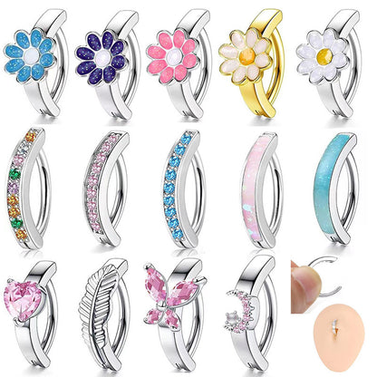 Piercing ombelico zircone in acciaio e rame