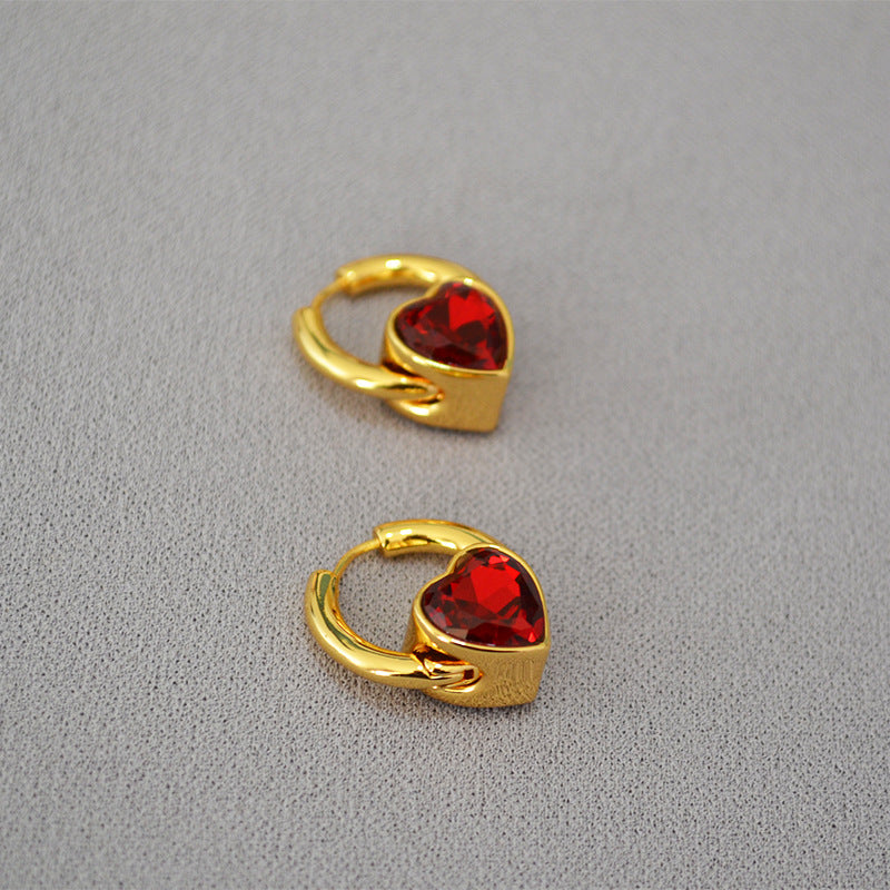 Orecchini cuore vetro rosso