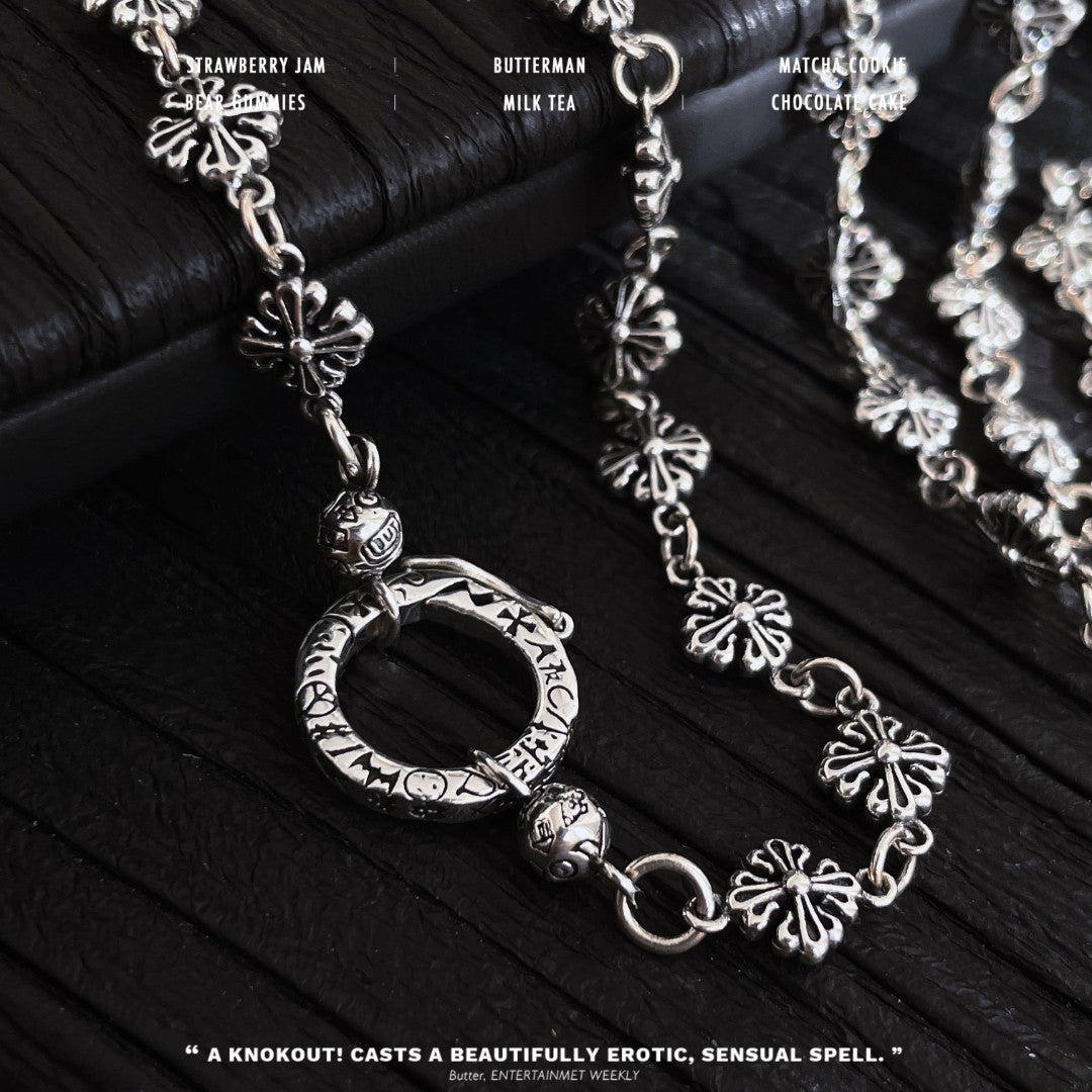 Collana argento croce fiore