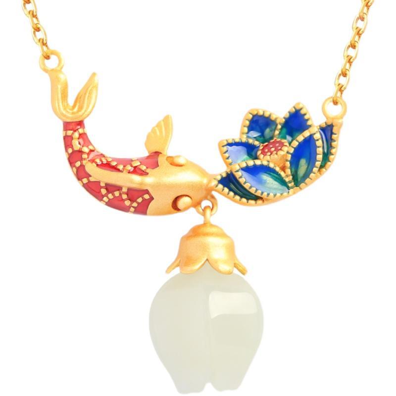 Collana giada loto carpa
