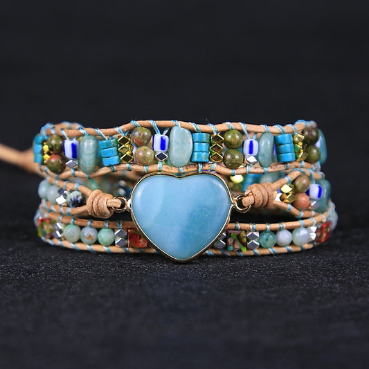 Bracciale pelle intrecciato cuore