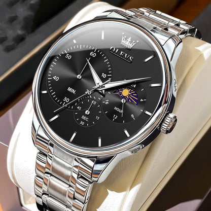 Orologio acciaio multifunzione da uomo impermeabile