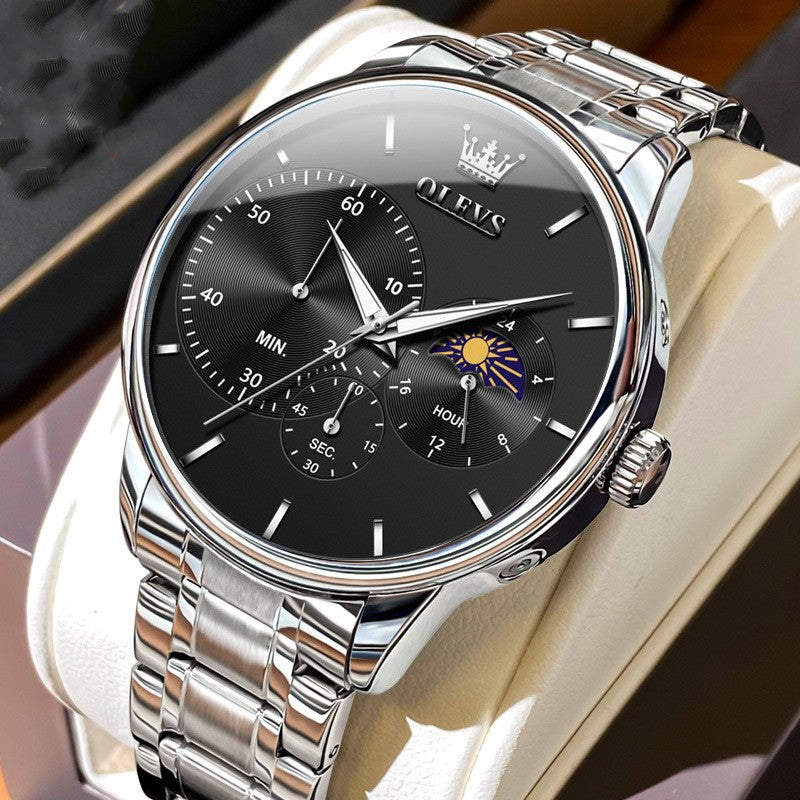 Orologio acciaio multifunzione da uomo impermeabile