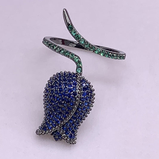 Anello fiori zirconi colorato