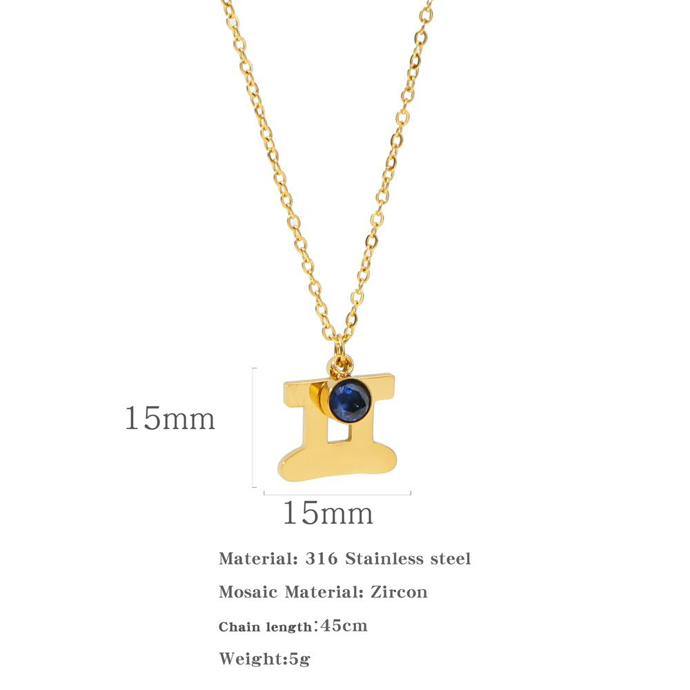 Collana zircone in acciaio inox