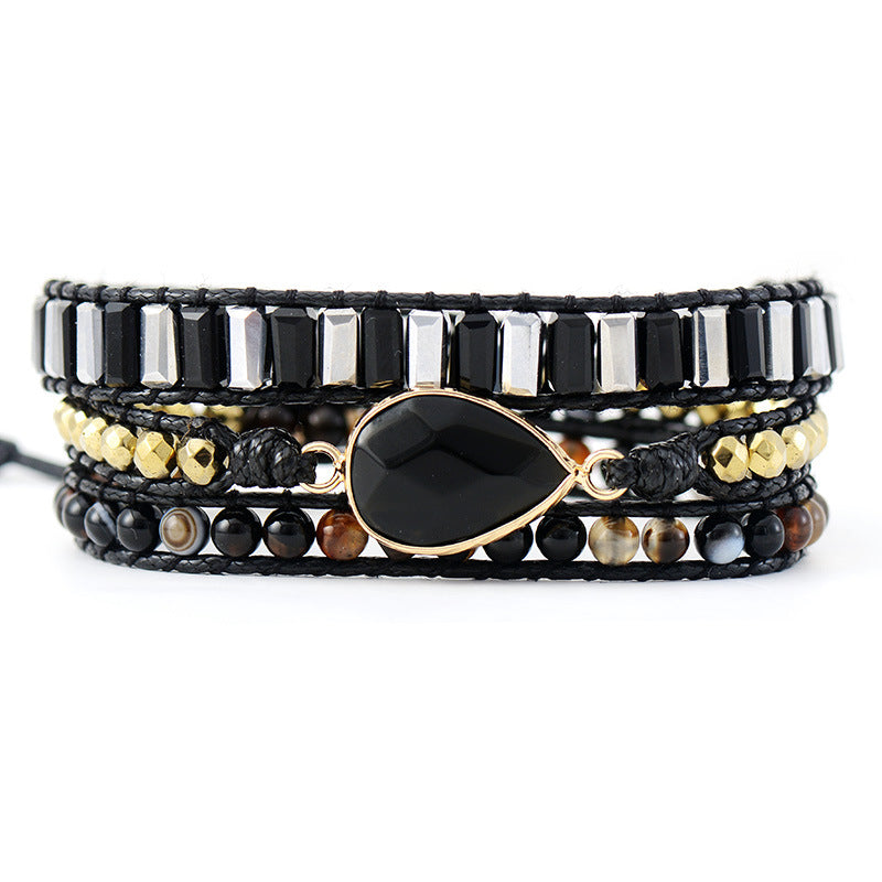 Bracciale cuoio e pietra