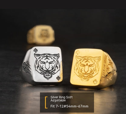 Anello tigre zodiaco argento