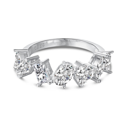 Anello argento geometrico con zirconi