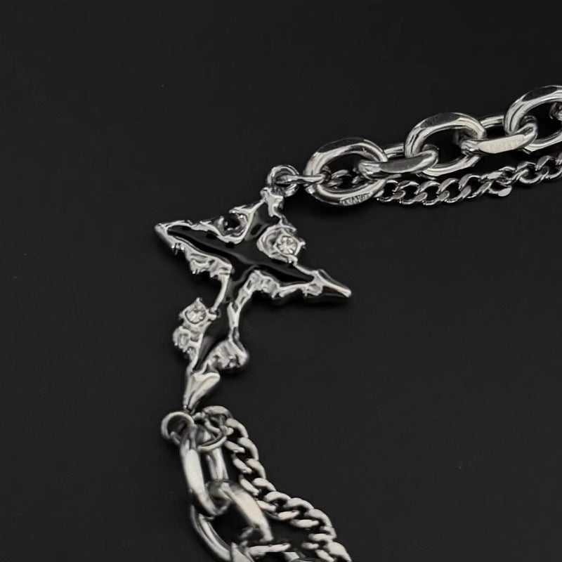 Collana croce scura titanio