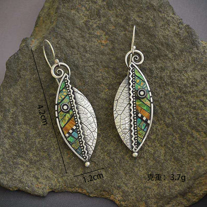 Orecchini foglia verde iridescente
