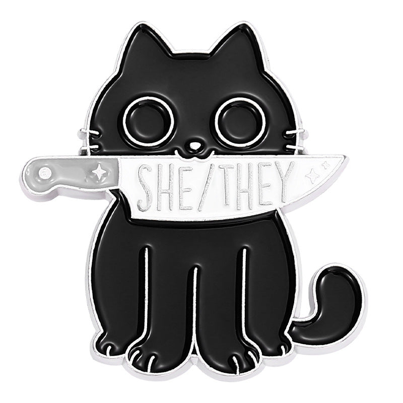 Spilla gatto nero cartone