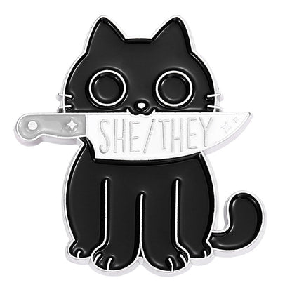 Spilla gatto nero cartone